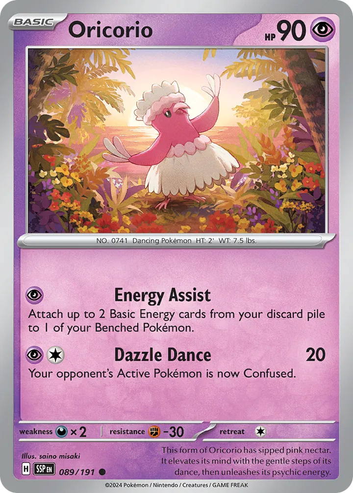Scarlet & Violet—Surging Sparks 영어판 Oricorio 89 카드 앞면