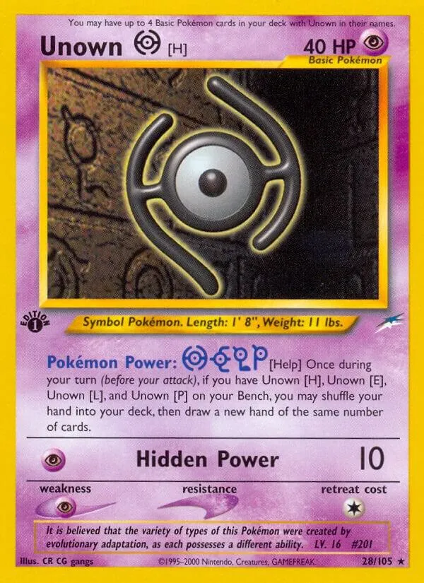 Neo Destiny 영어판 Unown [H] 28 카드 앞면