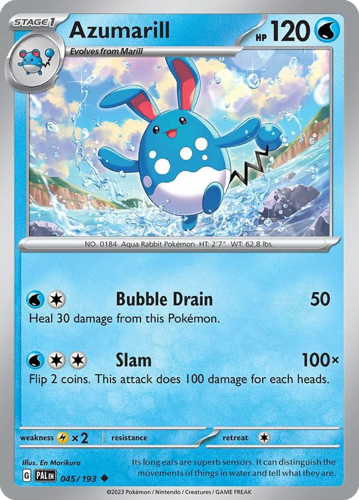 Scarlet & Violet—Paldea Evolved 영어판 Azumarill 45 카드 앞면