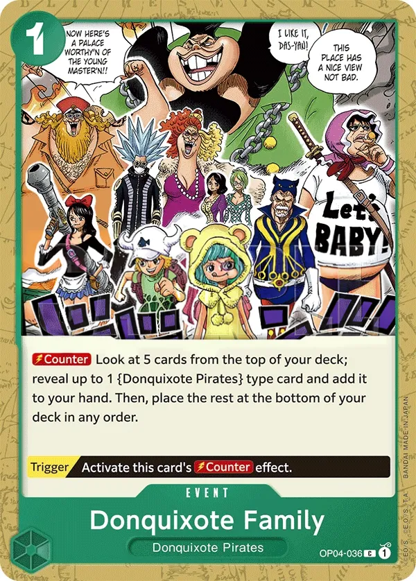Kingdoms of Intrigue 英語版 Donquixote Family OP04-036 · 再録 カード表面