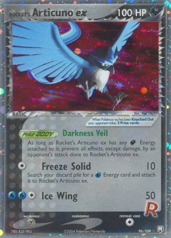 Front of Rocket's Articuno ex 96, EX Team Rocket Returns English