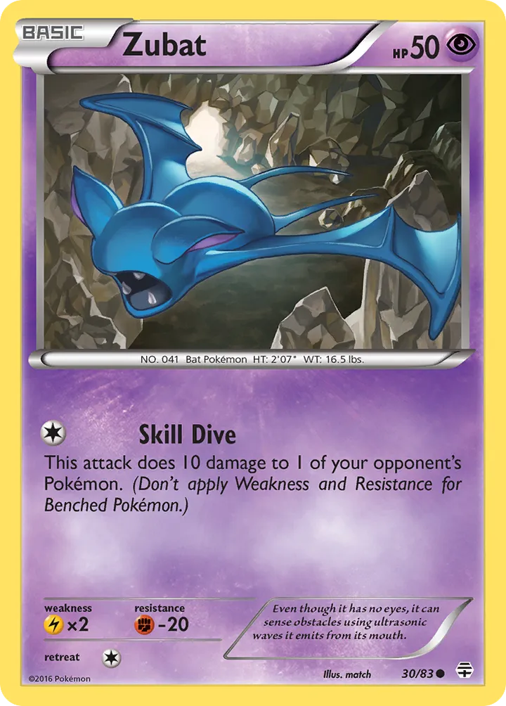 Generations 영어판 Zubat 30 카드 앞면