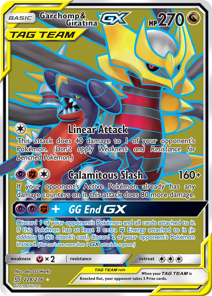 Sun & Moon—Unified Minds 영어판 Garchomp & Giratina GX 228 카드 앞면