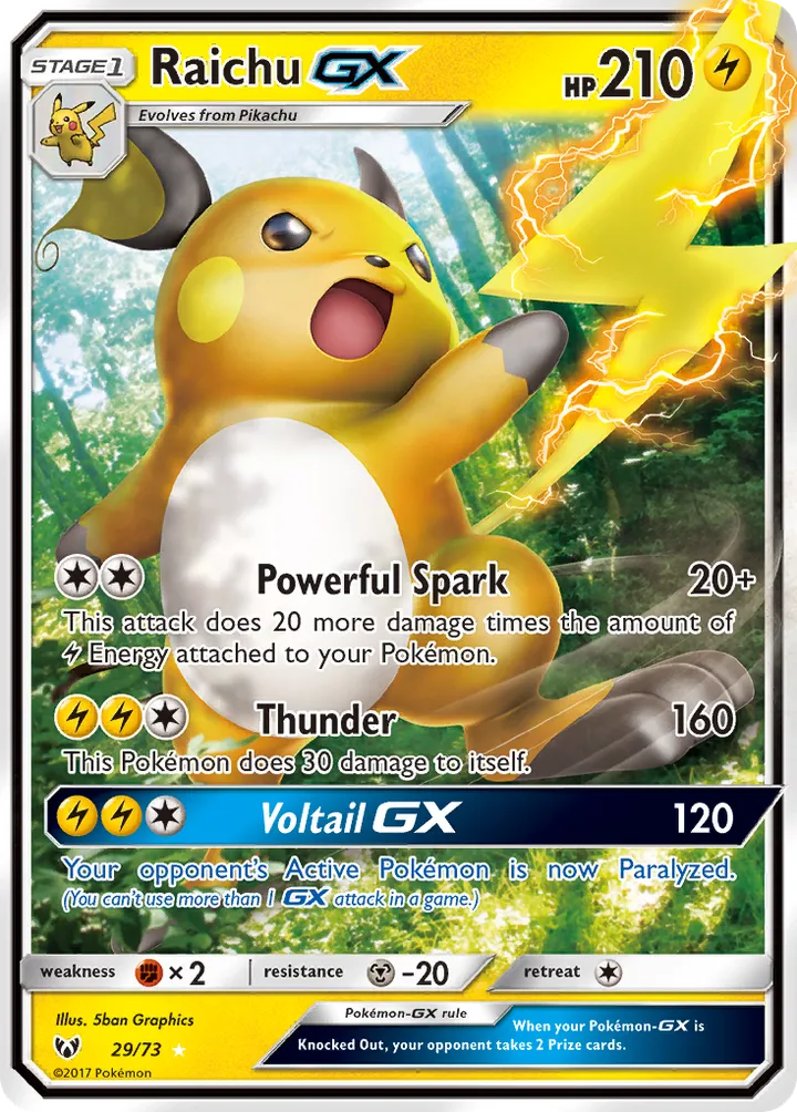 Shining Legends 英語版 Raichu-GX 29 カード表面