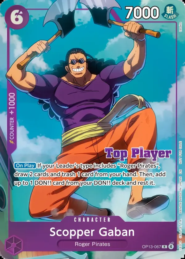 Carrying on His Will 영어판 Scopper Gaban OP13-067 · 챔피언십 톱플레이어 카드 앞면
