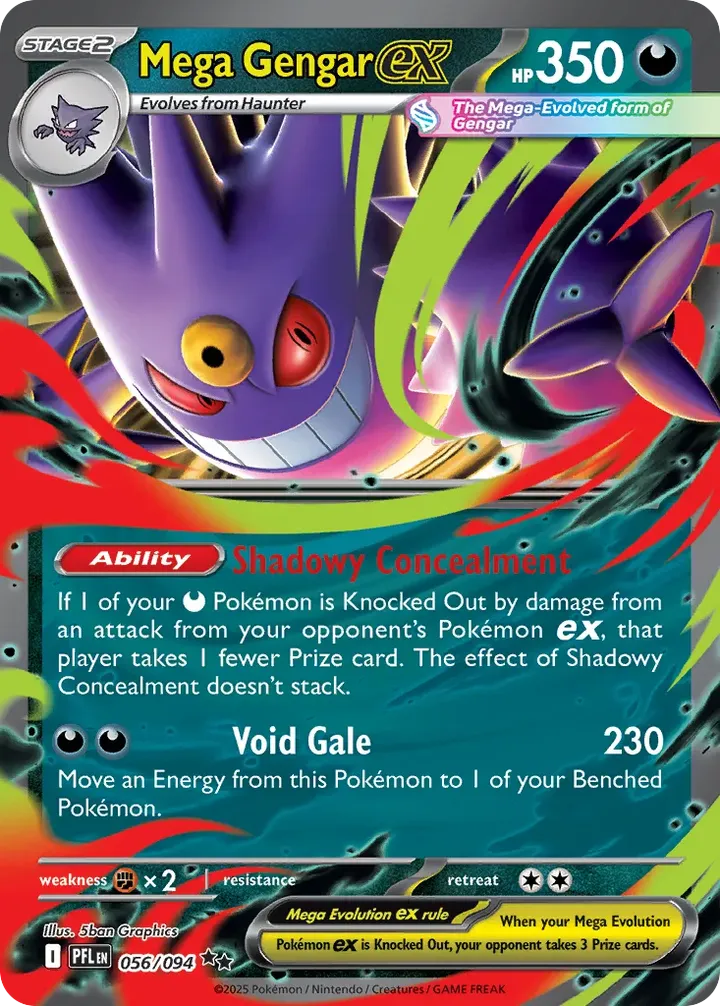 Front of Mega Gengar ex 56, Mega Evolution—Phantasmal Flames English