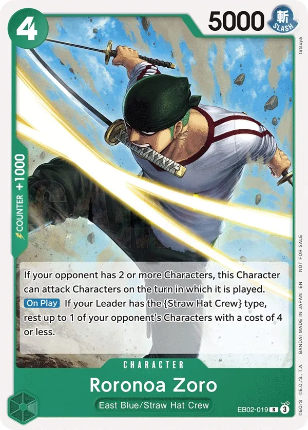 Anime 25th Collection 영어판 Roronoa Zoro EB02-019 · 패럴렐 카드 앞면