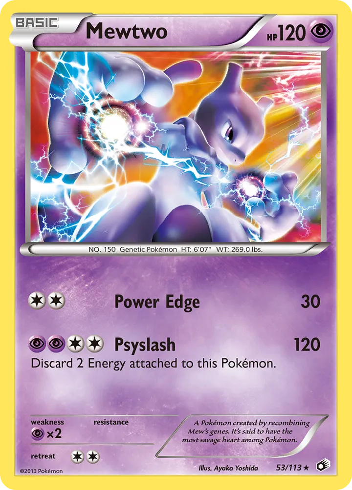 Black & White—Legendary Treasures 英語版 Mewtwo 53 カード表面