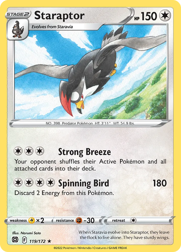 Sword & Shield—Brilliant Stars 영어판 Staraptor 119 카드 앞면