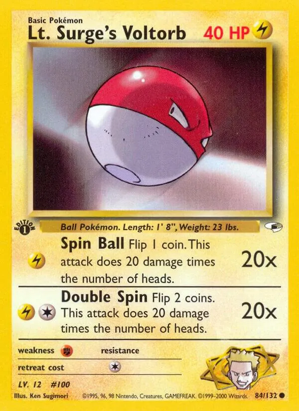 Gym Heroes 영어판 Lt. Surge's Voltorb 84 카드 앞면