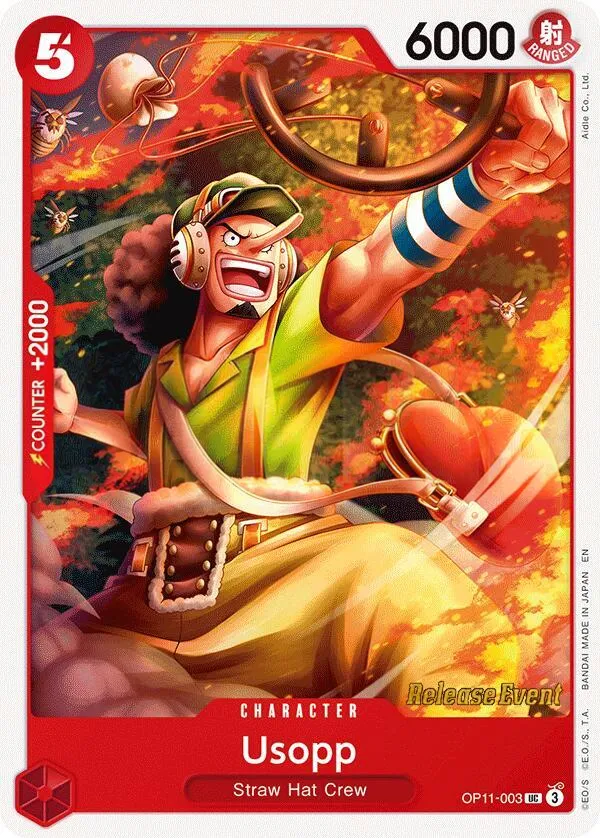 A Fist of Divine Speed 영어판 Usopp OP11-003 · 세트 출시 행사 카드 앞면