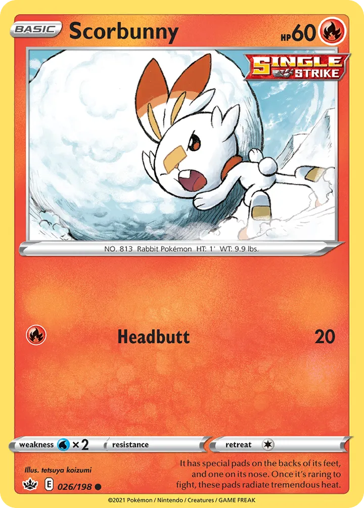 Sword & Shield—Chilling Reign 영어판 Scorbunny 26 카드 앞면