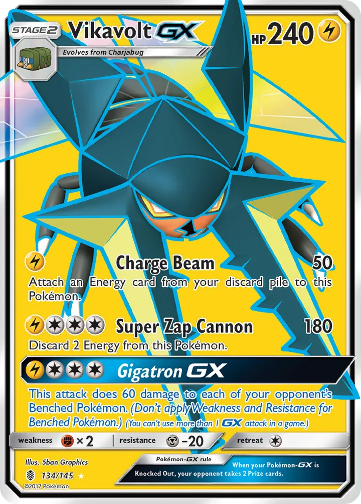 Sun & Moon—Guardians Rising 영어판 Vikavolt-GX 134 카드 앞면