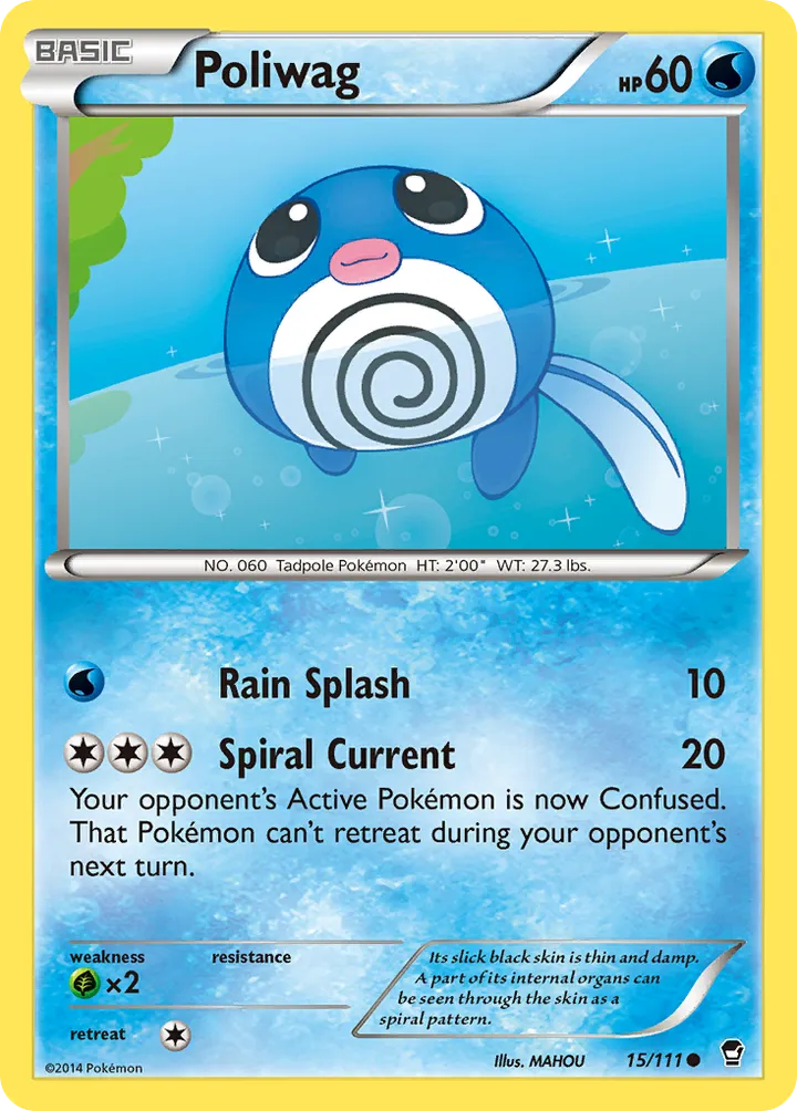 XY—Furious Fists 영어판 Poliwag 15 카드 앞면