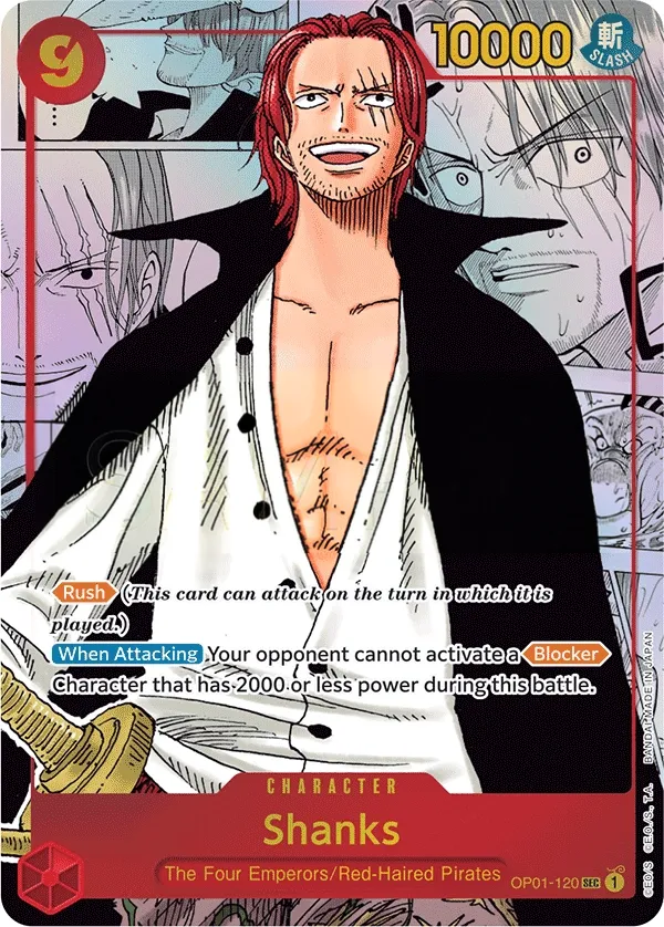Romance Dawn 英語版 Shanks OP01-120 · パラレル 2 カード表面