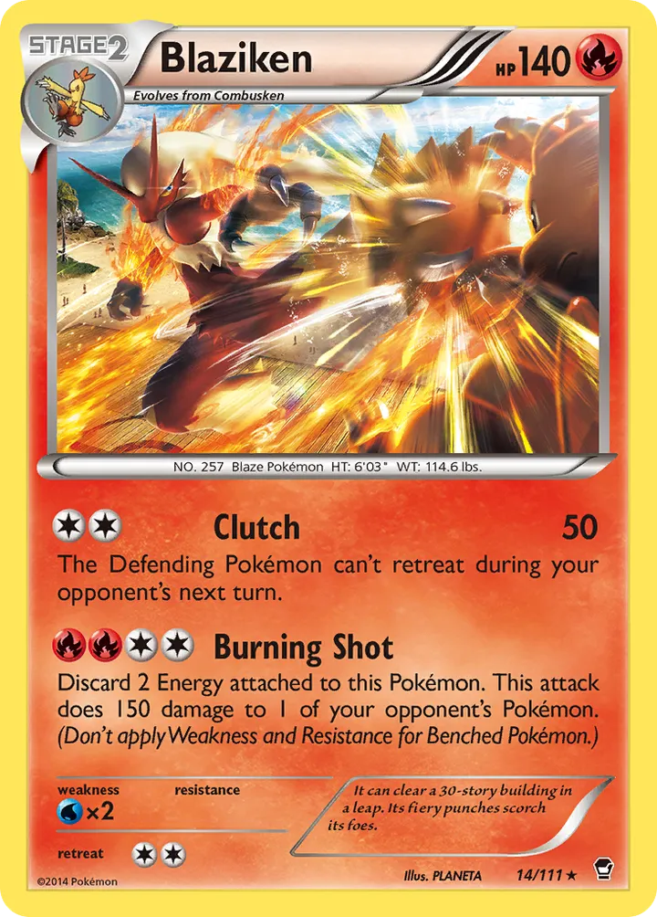 XY—Furious Fists 영어판 Blaziken 14 카드 앞면