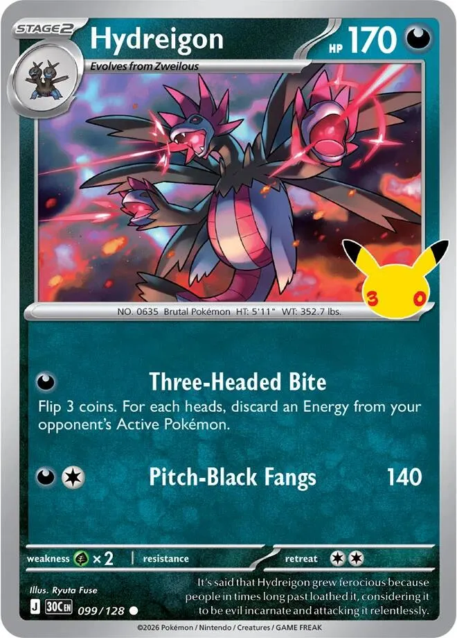 Pokémon TCG: 30th Celebration 英語版 Hydreigon 99 カード表面