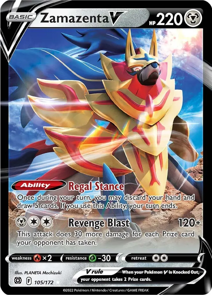 Sword & Shield—Brilliant Stars 英語版 Zamazenta V 105 カード表面