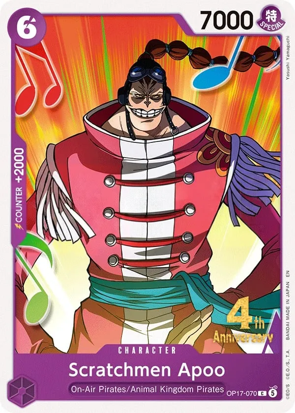 Front of Scratchmen Apoo OP17-070 · Anniversary, The World's Strongest Warriors English