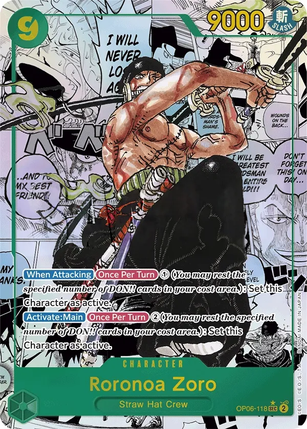 Wings of the Captain 英語版 Roronoa Zoro OP06-118 · 再録 カード表面