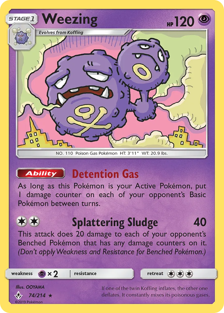Sun & Moon—Unbroken Bonds 영어판 Weezing 74 카드 앞면