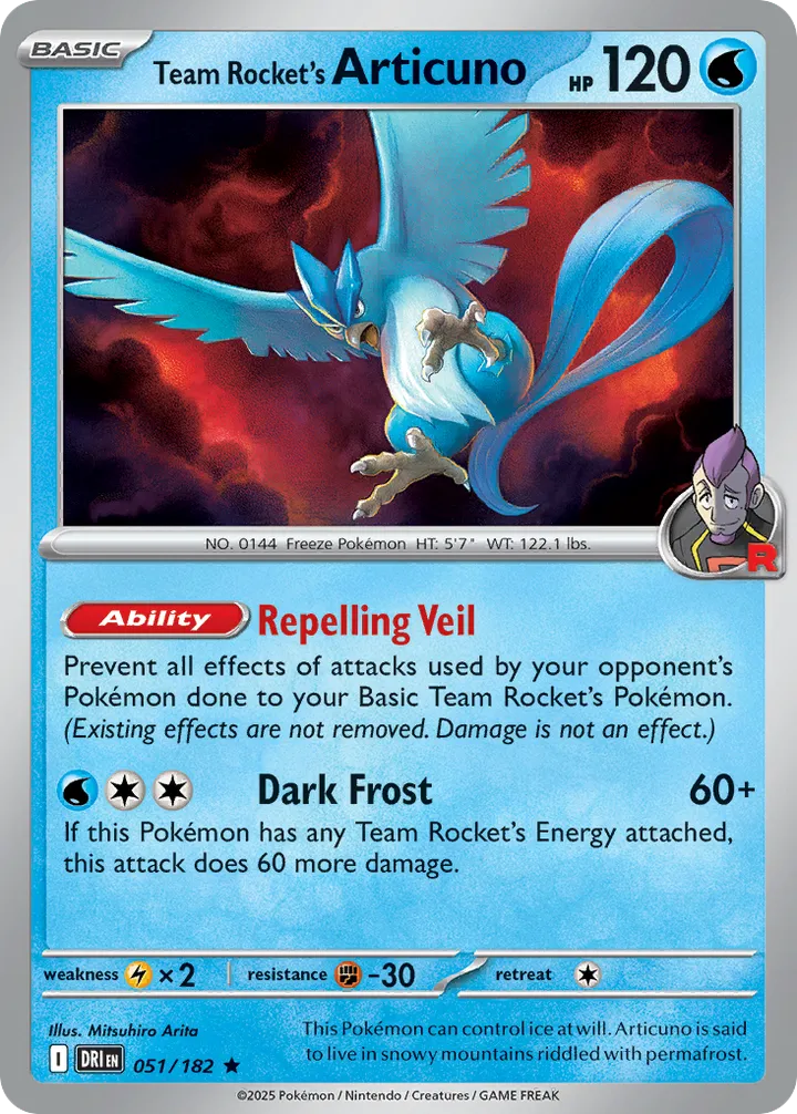 Scarlet & Violet—Destined Rivals 英語版 Team Rocket's Articuno 51 カード表面
