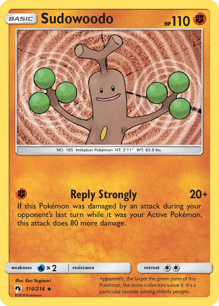 Sun & Moon—Lost Thunder 영어판 Sudowoodo 110 카드 앞면