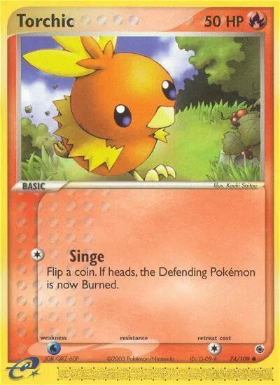 EX Ruby & Sapphire 英語版 Torchic 74 カード表面
