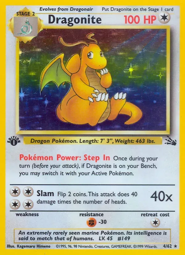 Fossil 英語版 Dragonite 4 カード表面