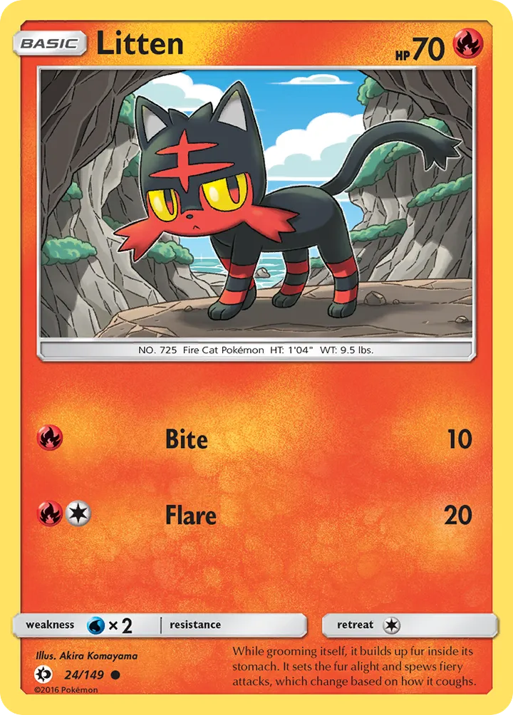 Sun & Moon 英語版 Litten 24 カード表面
