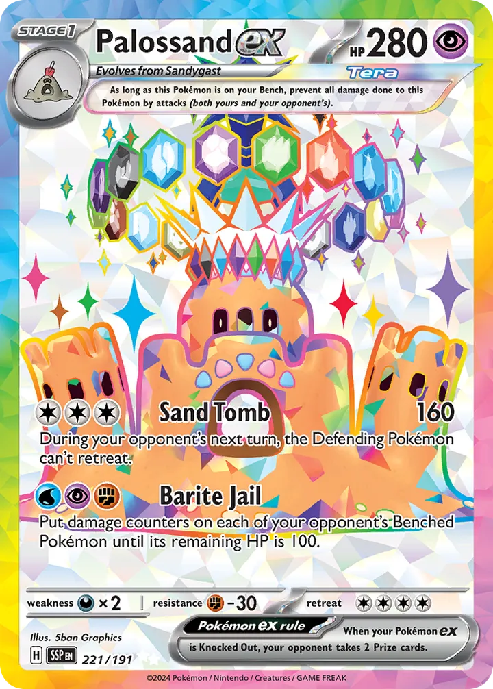 Scarlet & Violet—Surging Sparks 영어판 Palossand ex 221 카드 앞면