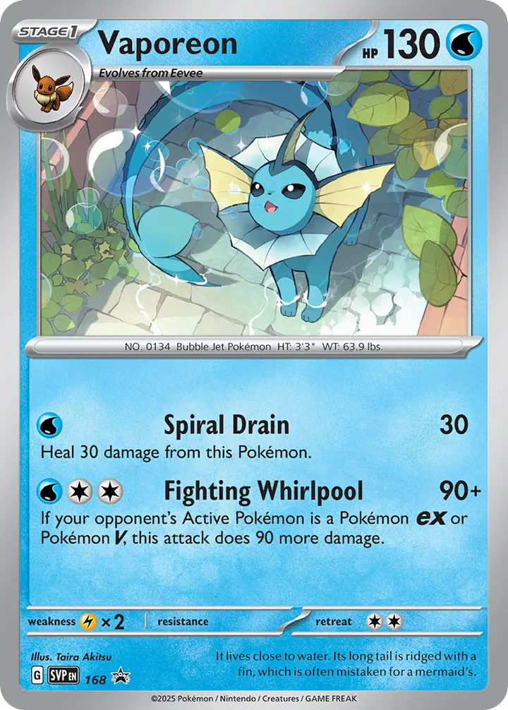 SVP Black Star Promos 영어판 Vaporeon 168 카드 앞면