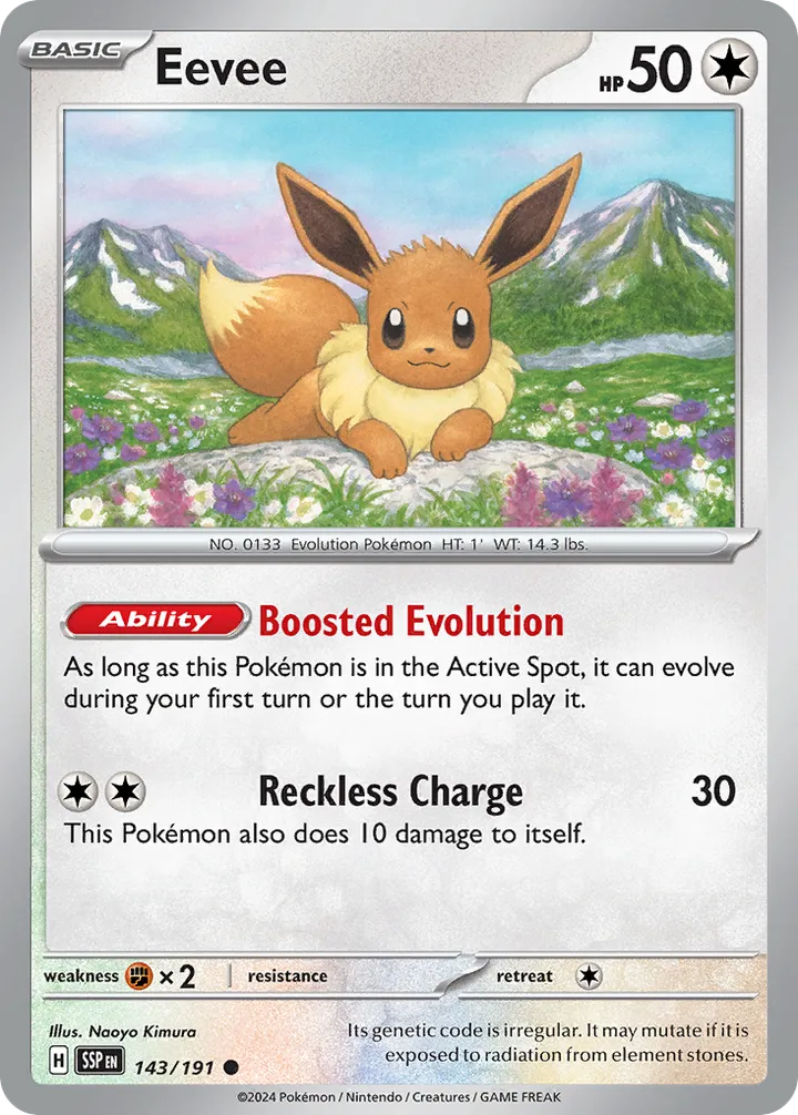 Scarlet & Violet—Surging Sparks 영어판 Eevee 143 카드 앞면