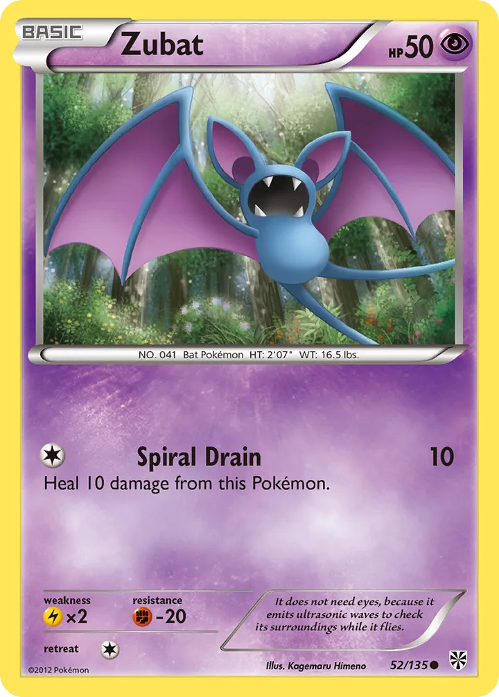 Black & White—Plasma Storm 영어판 Zubat 52 카드 앞면
