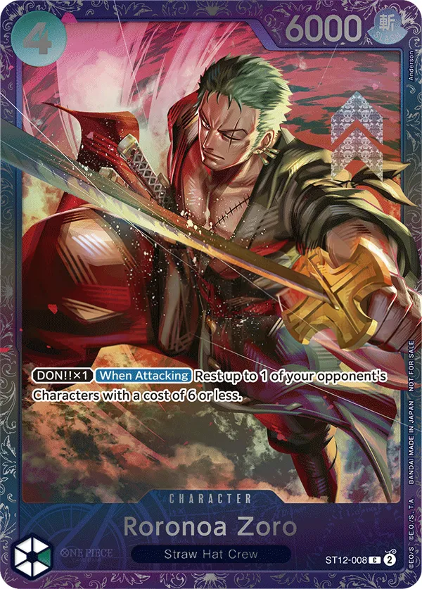 Zoro and Sanji 英語版 Roronoa Zoro ST12-008 · パラレル カード表面