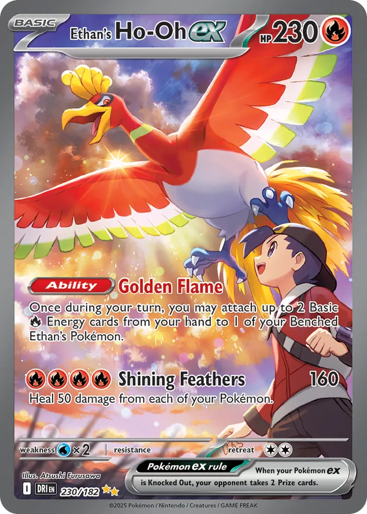 Scarlet & Violet—Destined Rivals 영어판 Ethan's Ho-Oh ex 230 카드 앞면