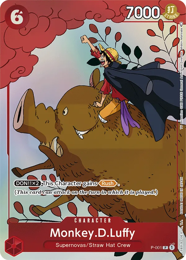 Promotion Cards 英語版 Monkey.D.Luffy P-001 · パラレル 4 カード表面