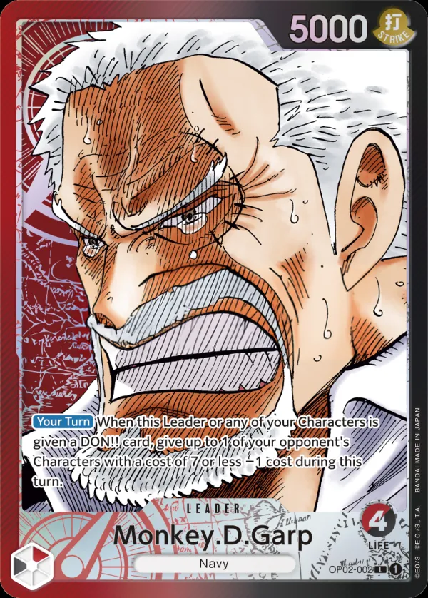 Paramount War 英語版 Monkey.D.Garp OP02-002 · パラレル カード表面