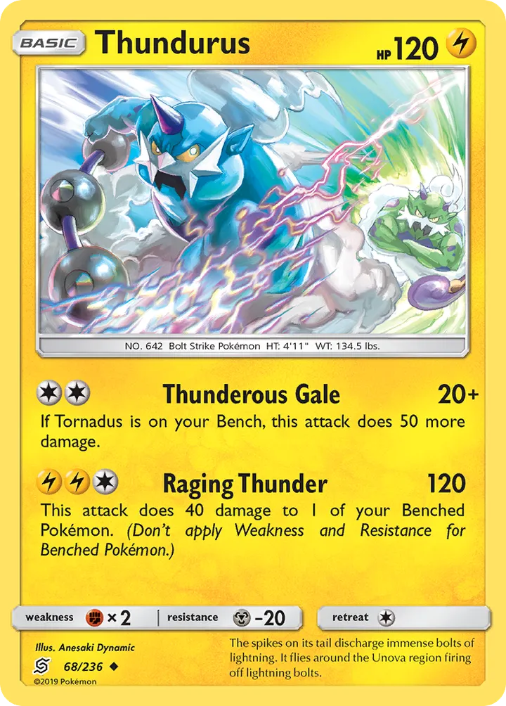 Sun & Moon—Unified Minds 영어판 Thundurus 68 카드 앞면