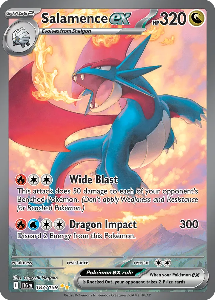 Scarlet & Violet—Journey Together 영어판 Salamence ex 187 카드 앞면