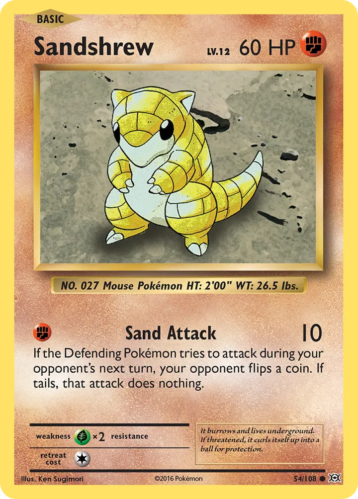 XY—Evolutions 영어판 Sandshrew 54 카드 앞면