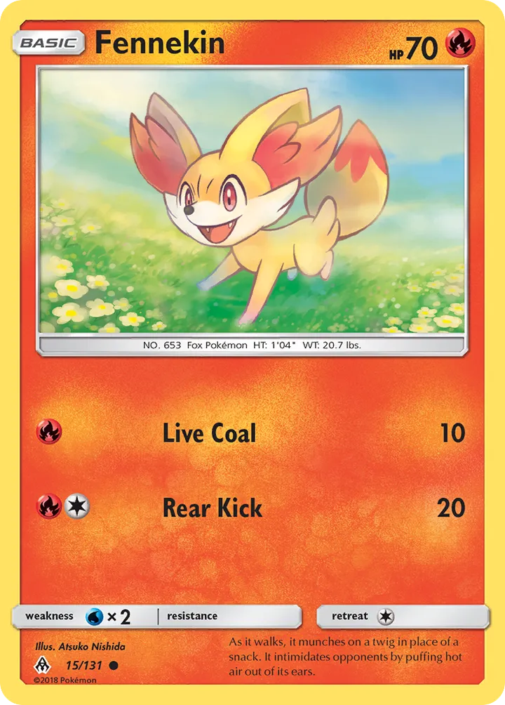 Sun & Moon—Forbidden Light 영어판 Fennekin 15 카드 앞면