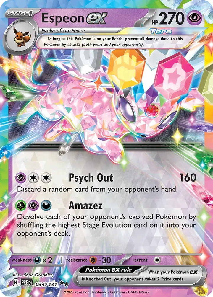 Scarlet & Violet—Prismatic Evolutions 영어판 Espeon ex 34 카드 앞면