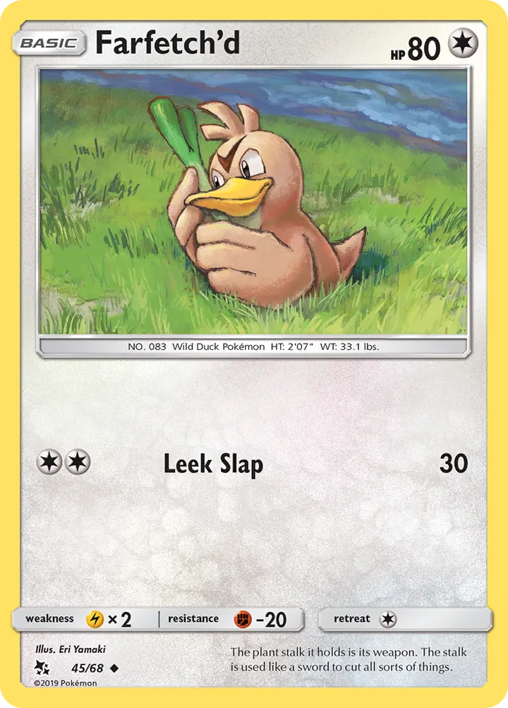 Hidden Fates 영어판 Farfetch'd 45 카드 앞면