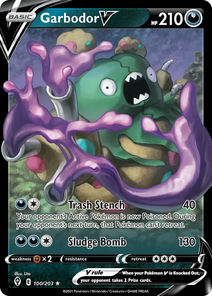 Sword & Shield—Evolving Skies 英語版 Garbodor V 100 カード表面