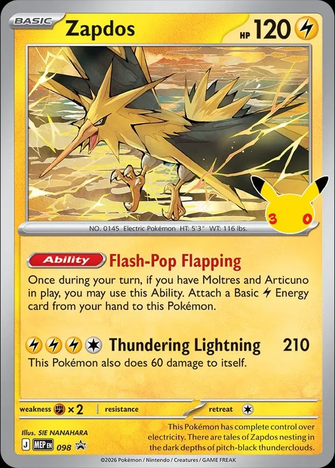 MEP Black Star Promos 영어판 Zapdos 98 카드 앞면