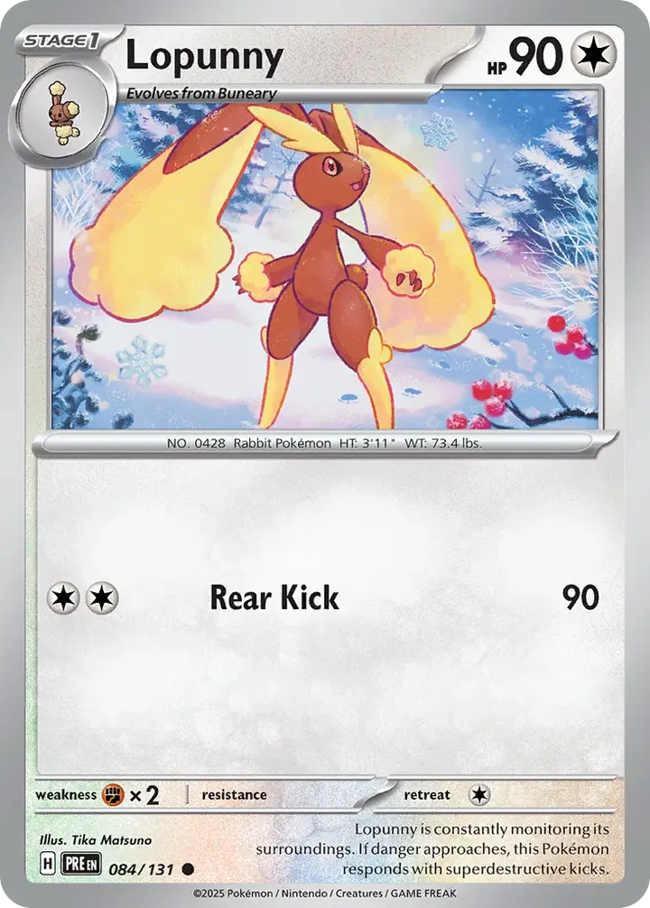 Scarlet & Violet—Prismatic Evolutions 영어판 Lopunny 84 카드 앞면