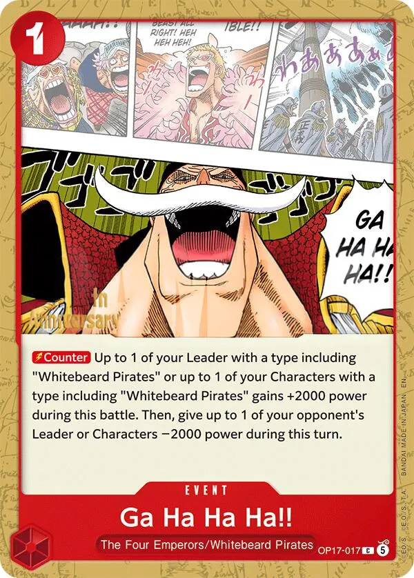 Front of Ga Ha Ha Ha!! OP17-017 · Anniversary, The World's Strongest Warriors English