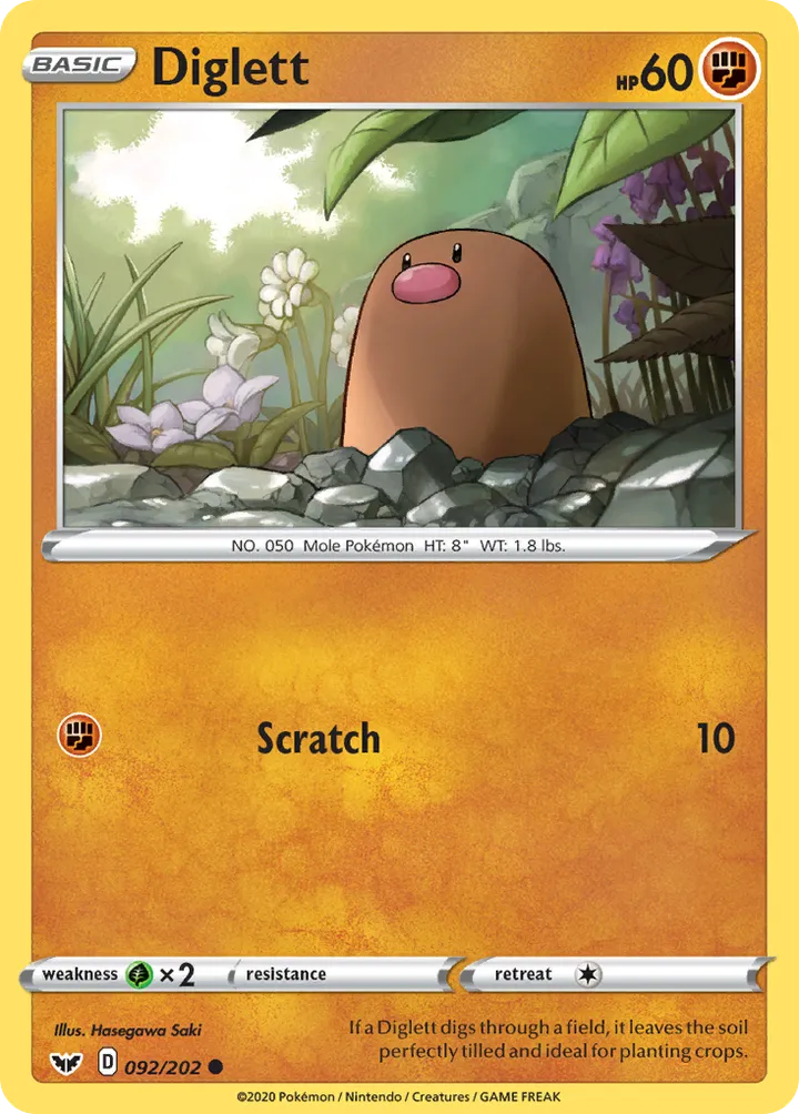 Sword & Shield 영어판 Diglett 92 카드 앞면