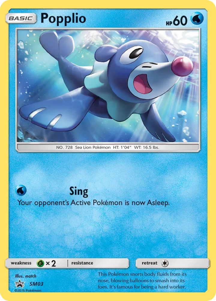 SM Black Star Promos 英語版 Popplio SM03 カード表面